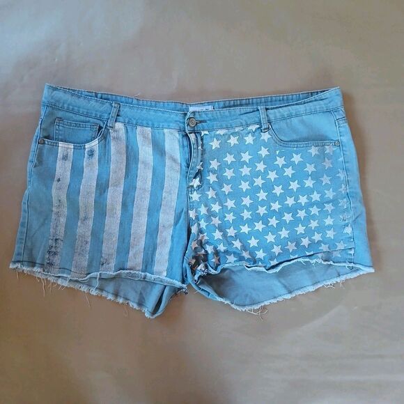 Gazoz Jeans Denim Shorts Womens 24 Blue American Flag All American Aesthetic - Picture 1 of 7